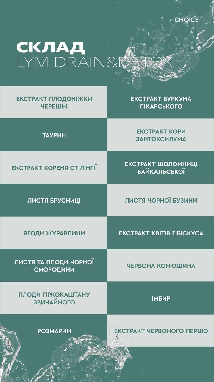 LYM DRAIN&DETOX 60,90 лім дрейн, лімфодренаж,Чойс, Choice Дніпро, Київ