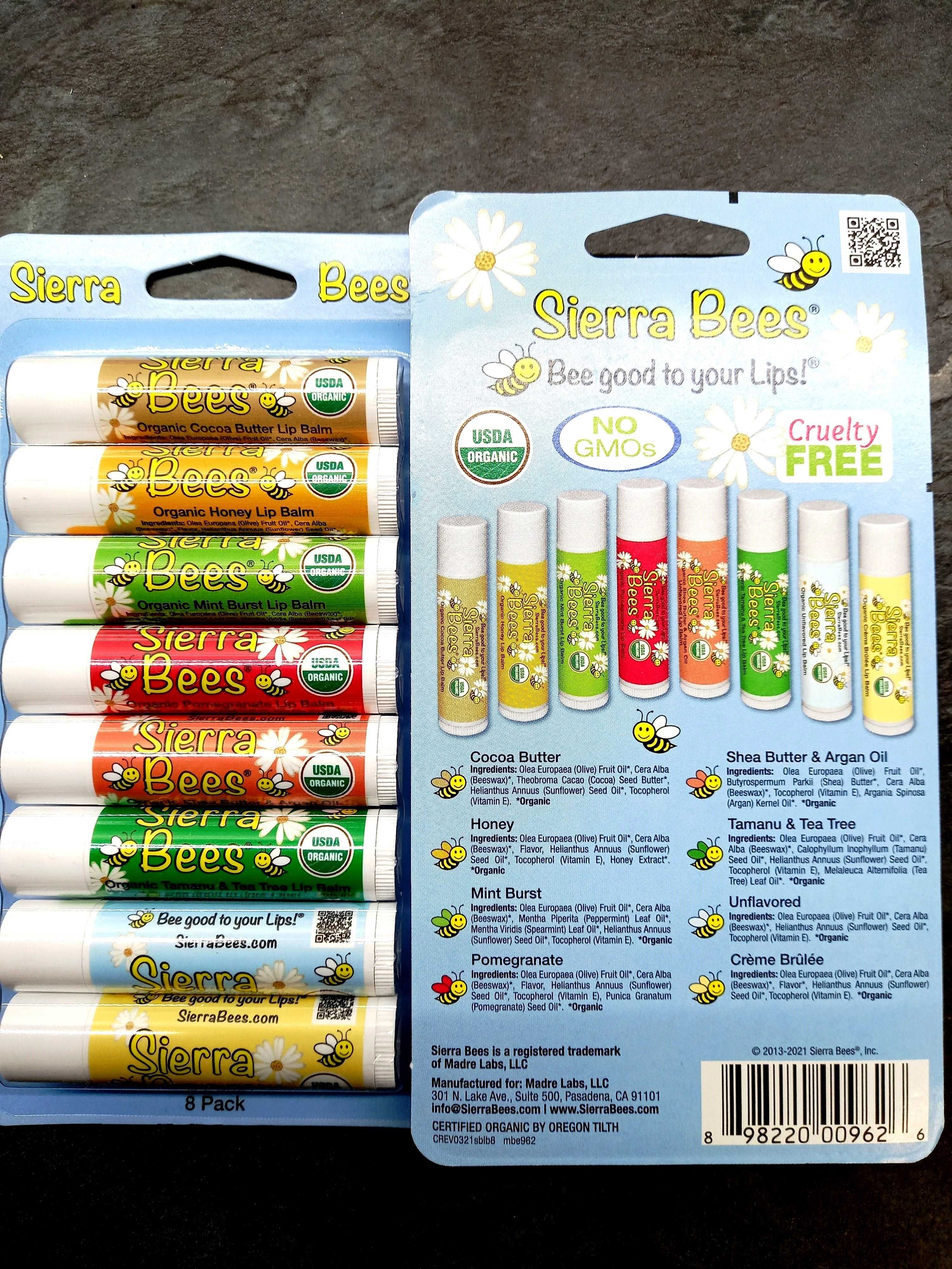 Sierra Bees, Organic Lip Balm (8 шт.), бальзам для губ