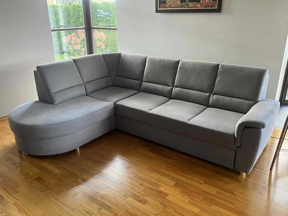 Kanapa narożna z funkcją spania i pojemnikiem na pościel - stan bdb