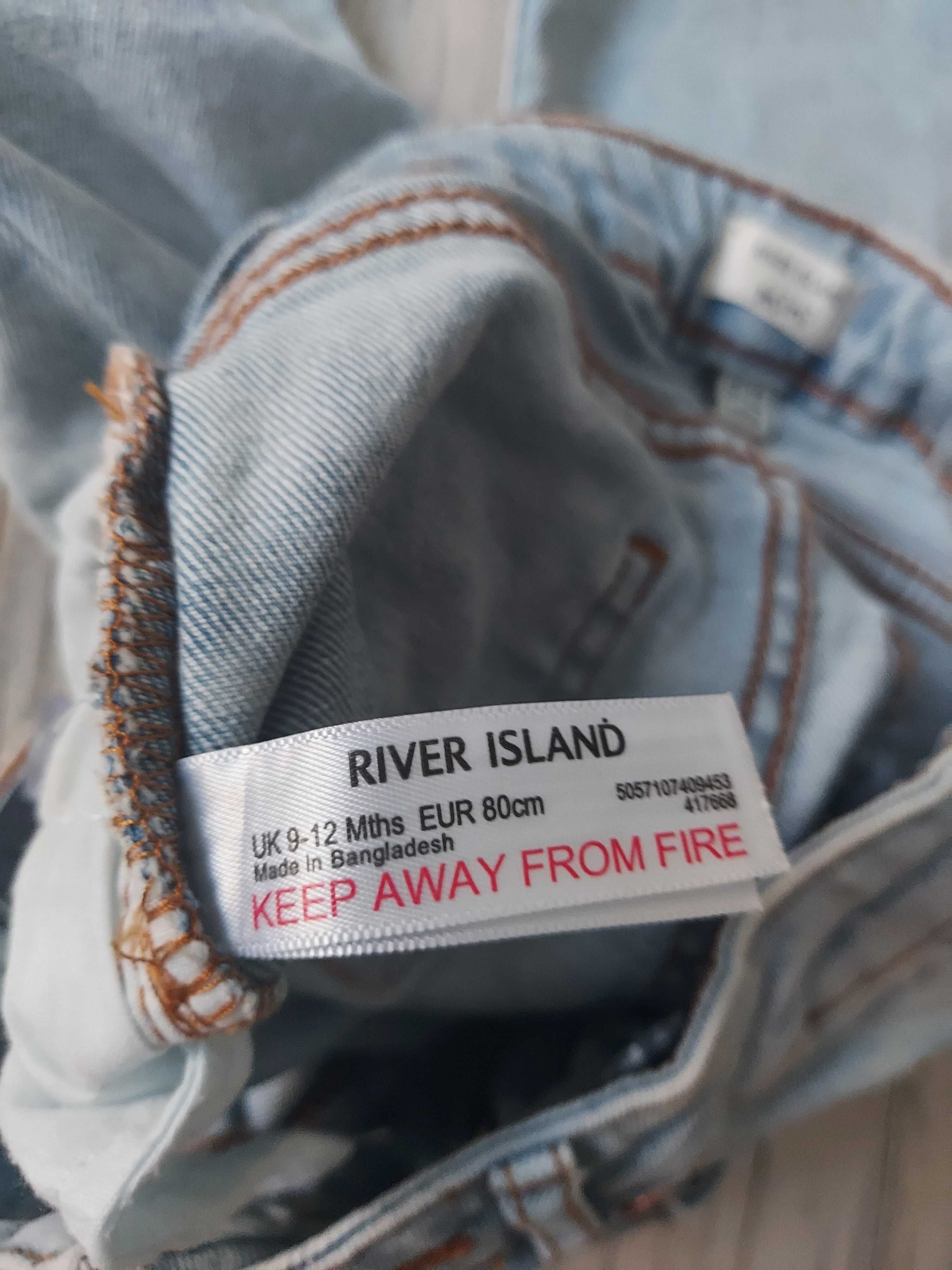 Dziewczęce spodnie jeansowe jeansy River Island r.80 9-12 miesięcy