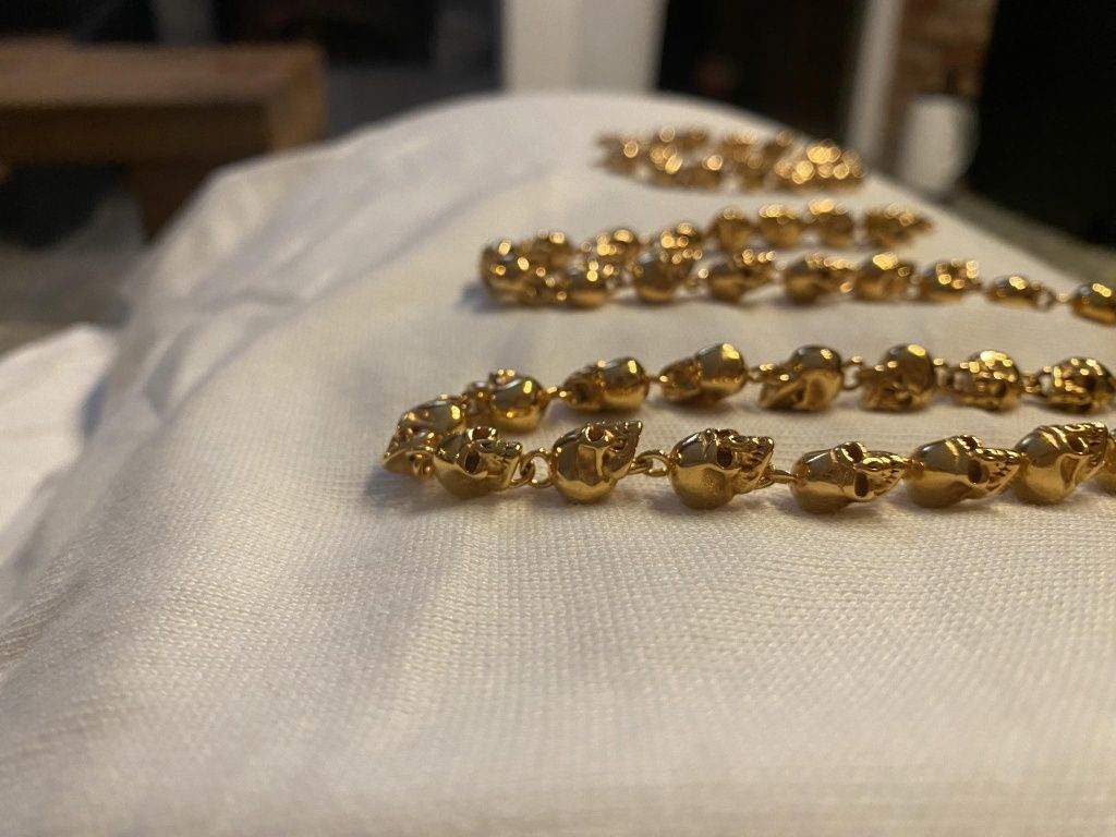 Złoty łańcuch 118g 24k czaszki czacha