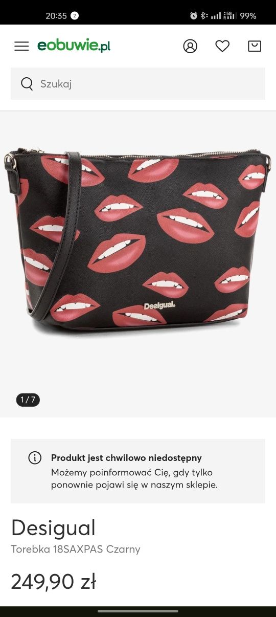 Desigual torebka lips usta. Czarna. Jak nowa.