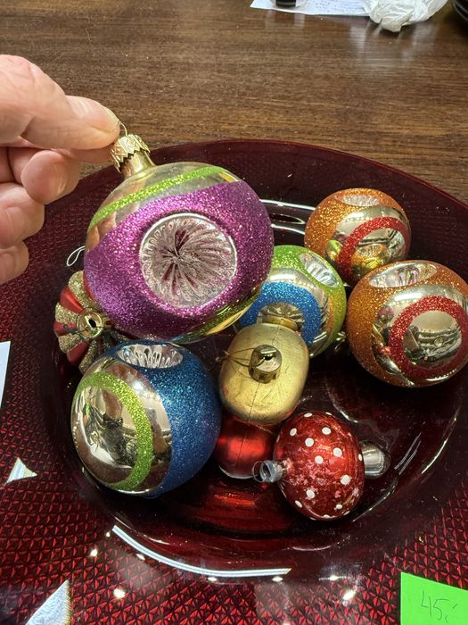 Zestaw 9 sztuk bombki reflektorki szklane kolorowe dekoracja święta