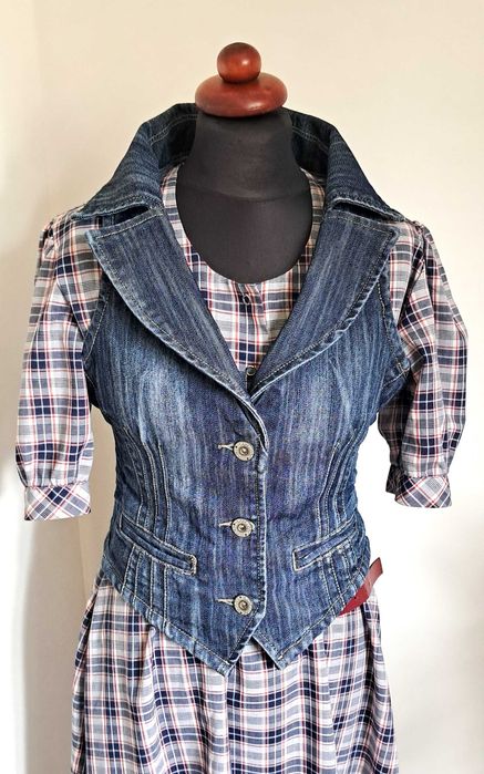 Jeansowa kamizelka S/M vintage cotton bawełna