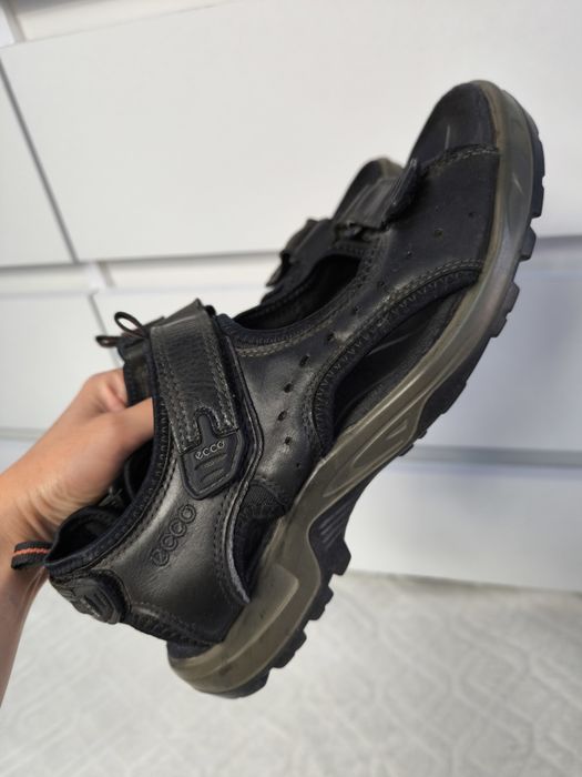 ECCO - skórzane sandały męskie czarne na rzepy bardzo wygodne r. 44