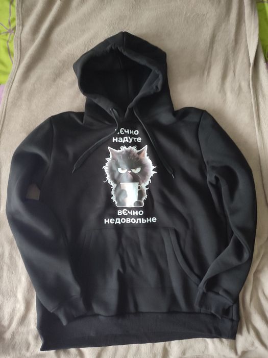 Худі на флісі з принтом