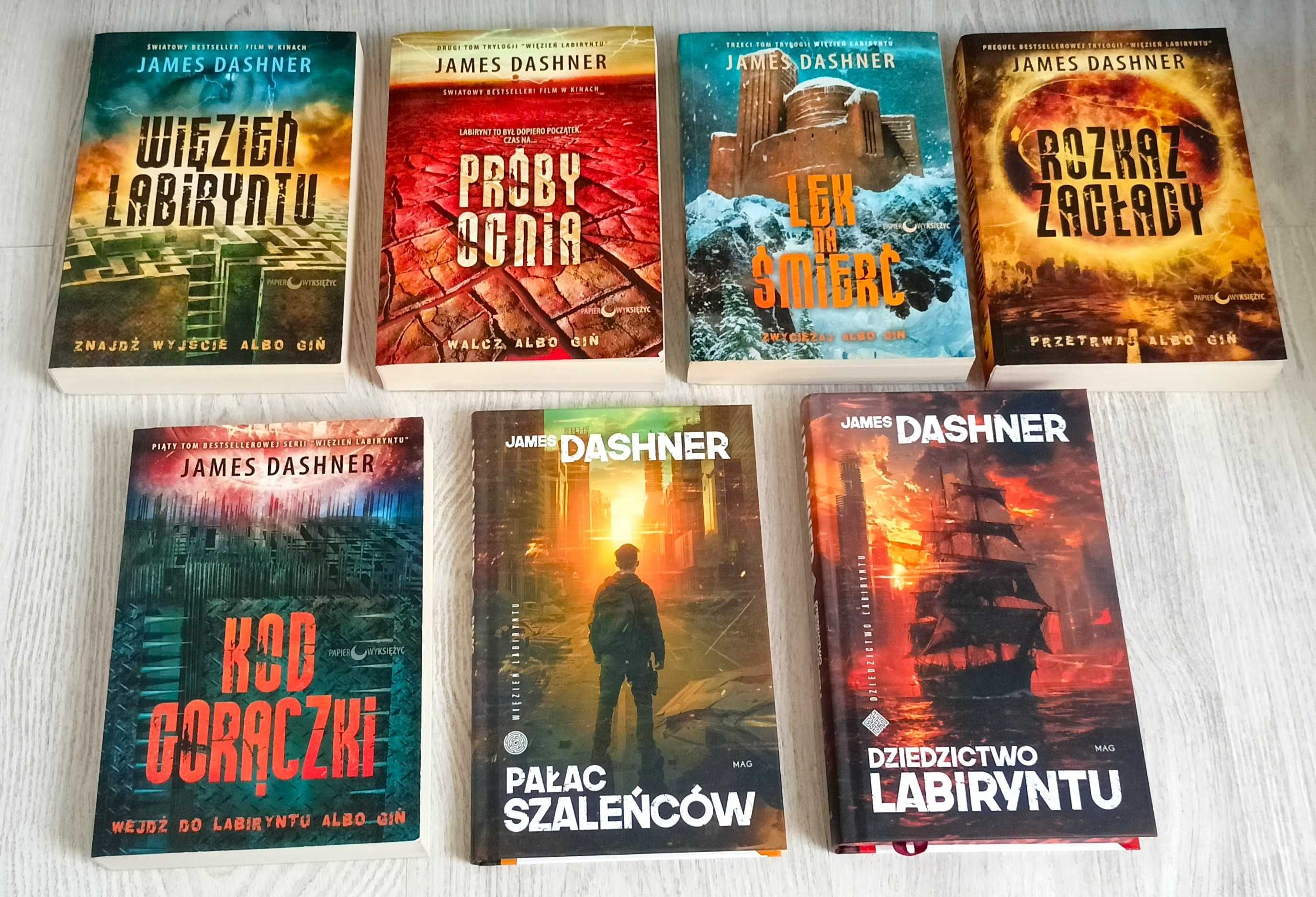 7x Dashner Więzień Labiryntu Próby ognia Lek na śmierć Rozkaz zagłady