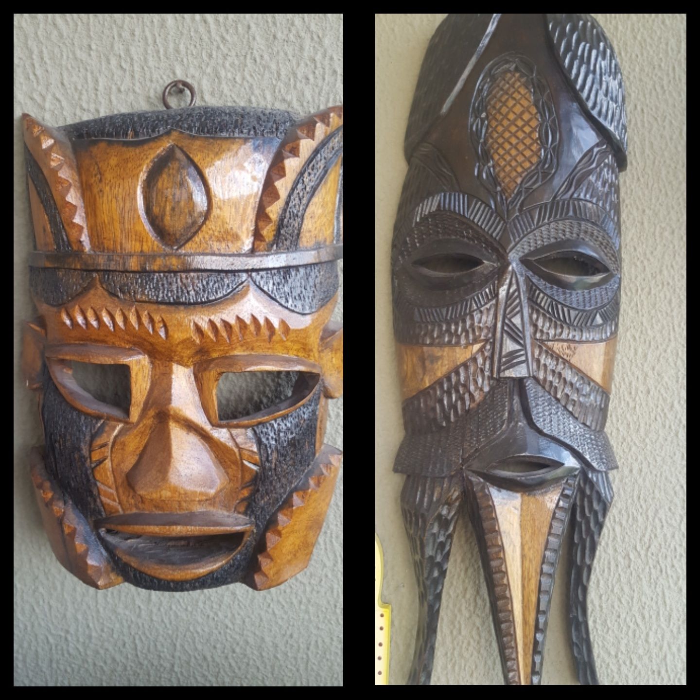 Máscaras africanas feitas à mão.
