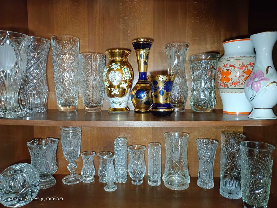 Вазы для цветов. Хрусталь СССР, Чехия.