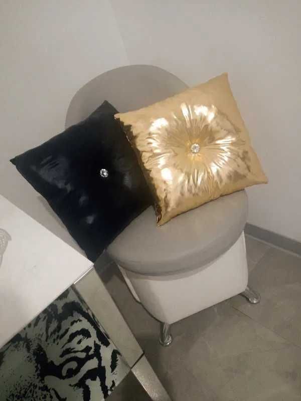 4 x Poduszka Glamour Złoty Połysk Duży Kryształ 35 cm