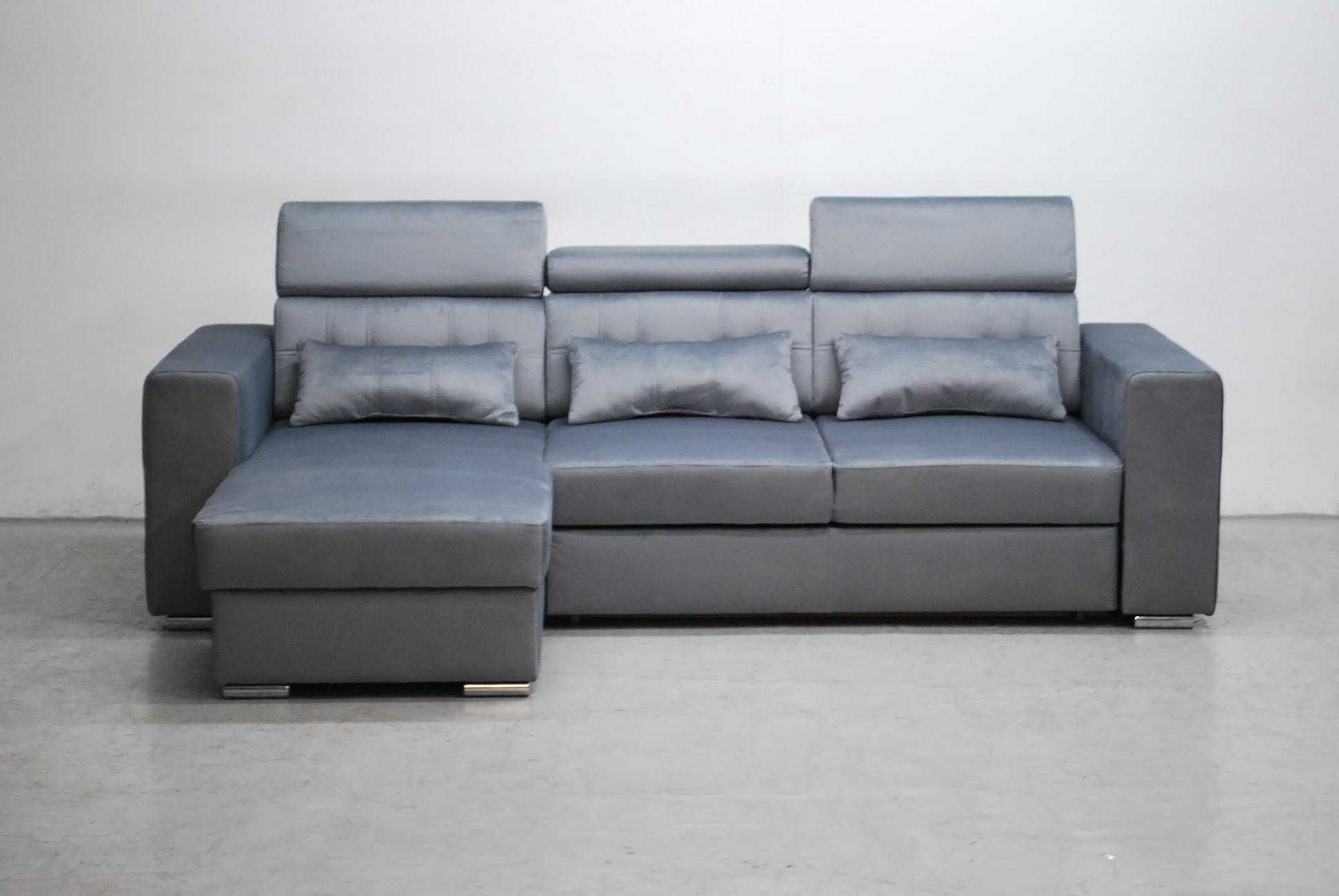 PAA NOWOCZESNY NAROŻNIK funkcja spania pojemnik M85 sofa kanapa welur