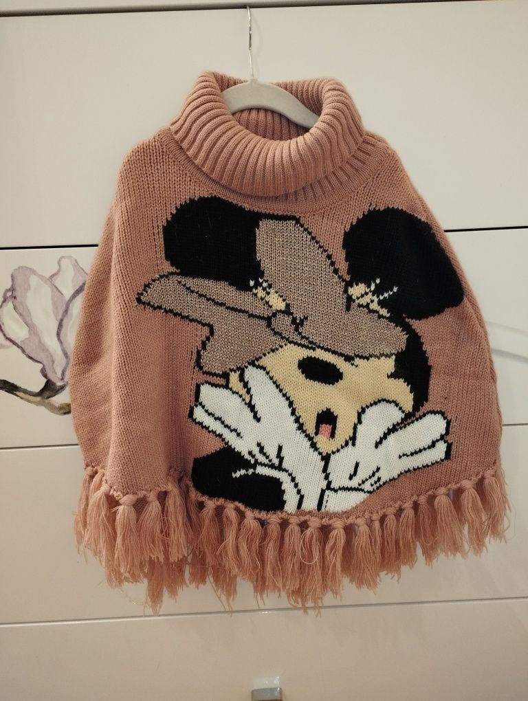 Poncho ,sweter ,golf ,myszka Minnie h&m 110/116/122/128