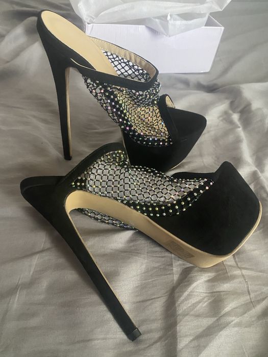 Eleganckie efektowne klapki na obcasie szpilki platforma 39