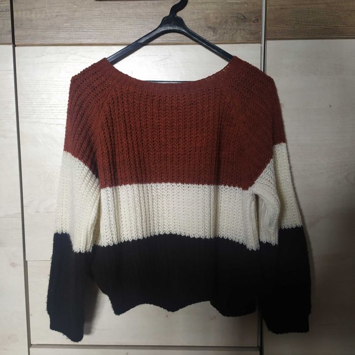 camisola de lã tricolor