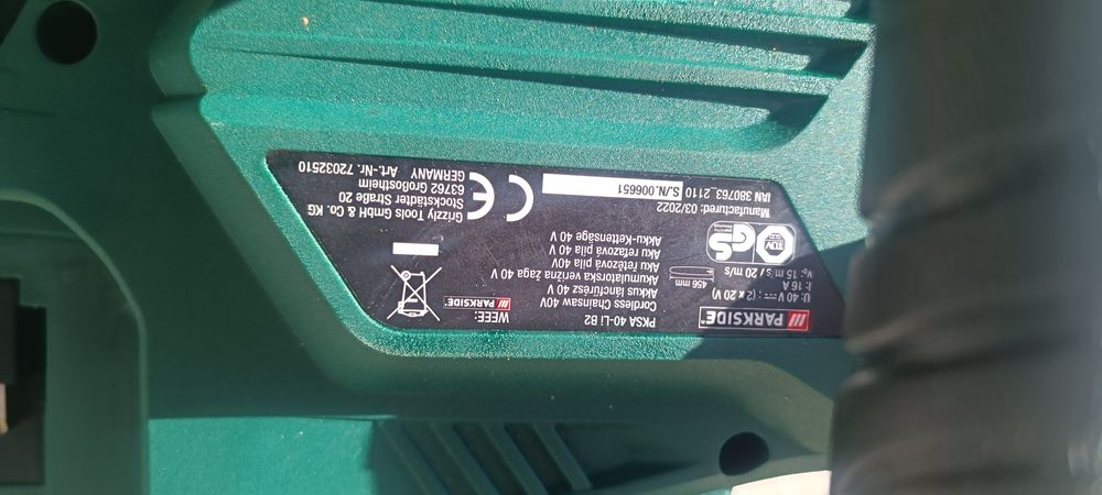 Пила акумуляторна Parkside 40V