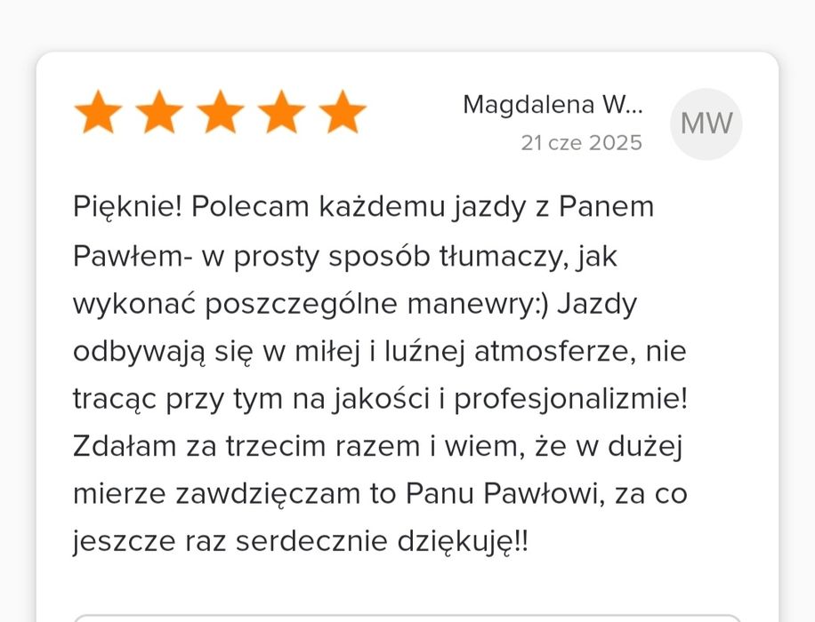 Jazdy doszkalające Warszawa