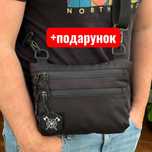 Тактична сумка через плече BLOK Slim барсетка чорна тканинна