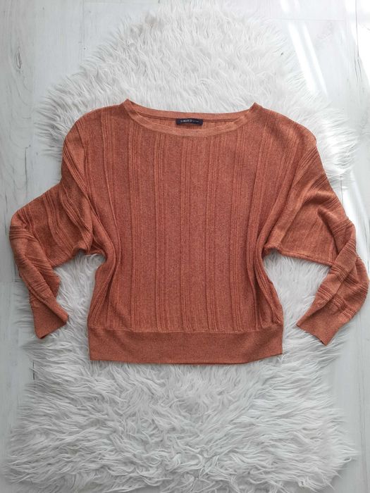 Ażurowy brązowy beżowy sweter luźny krój M 38