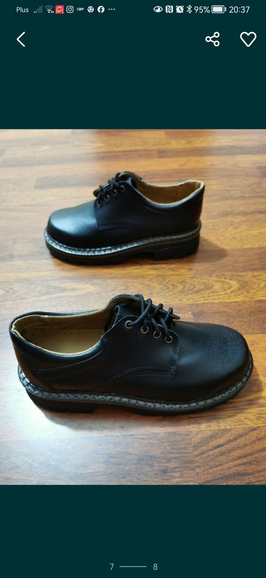 Buty Męskie Extra Mocne Gruby Spód Skórzane