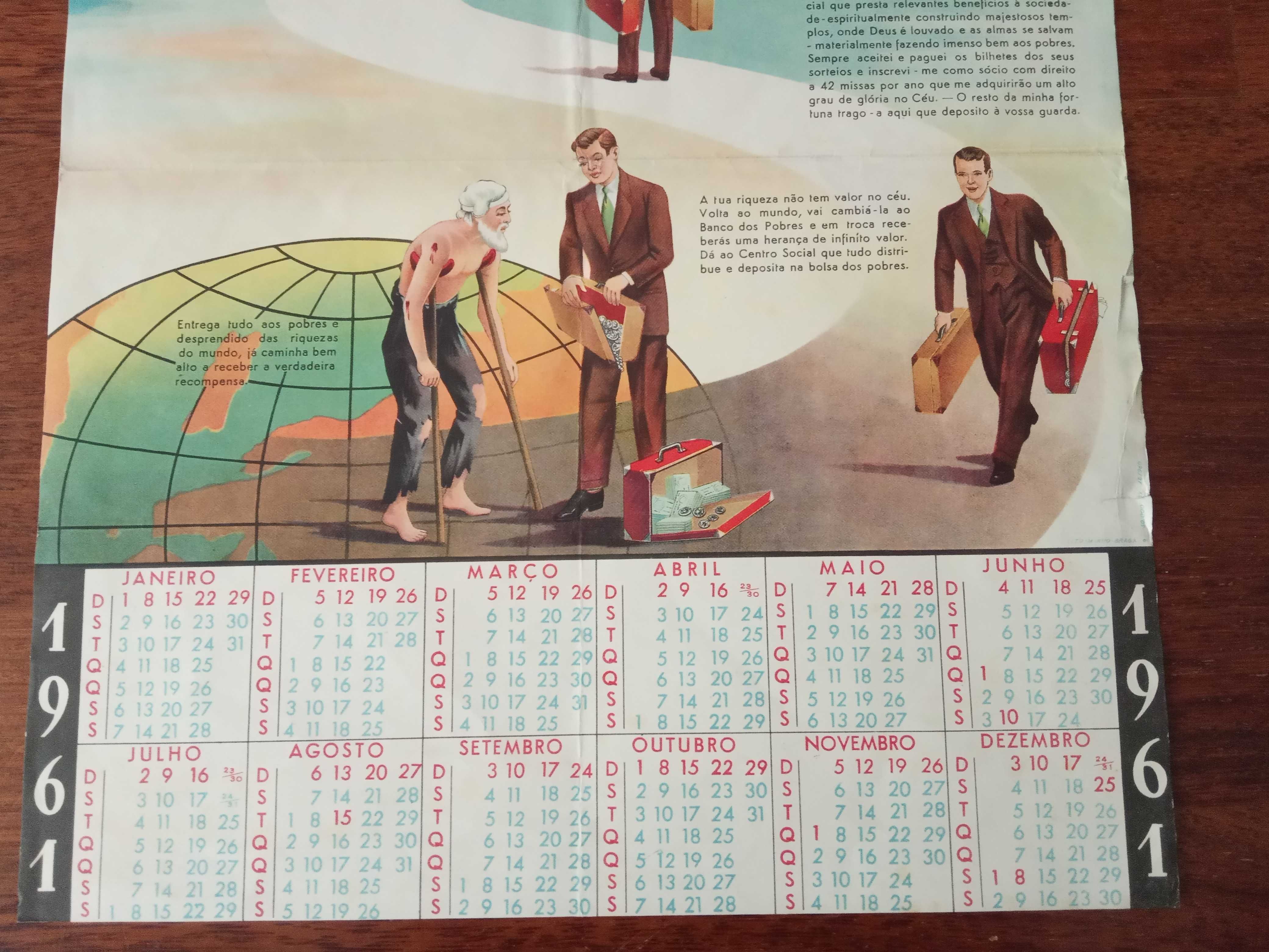 Calendário parede 1961