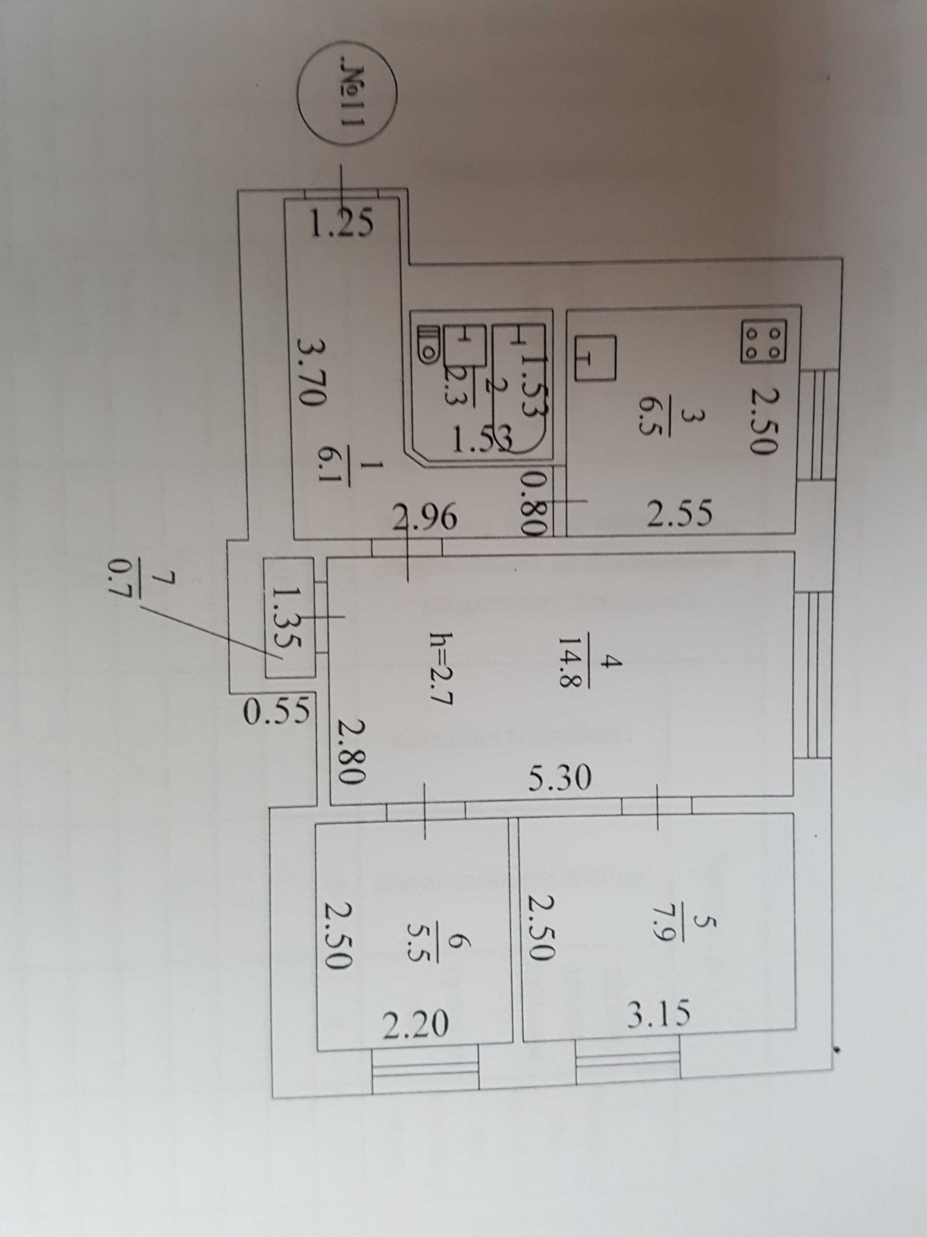 Продам 3-х квартиру 43,5м.кв  на 1 этаже 2-х этажного кирпичного дома.