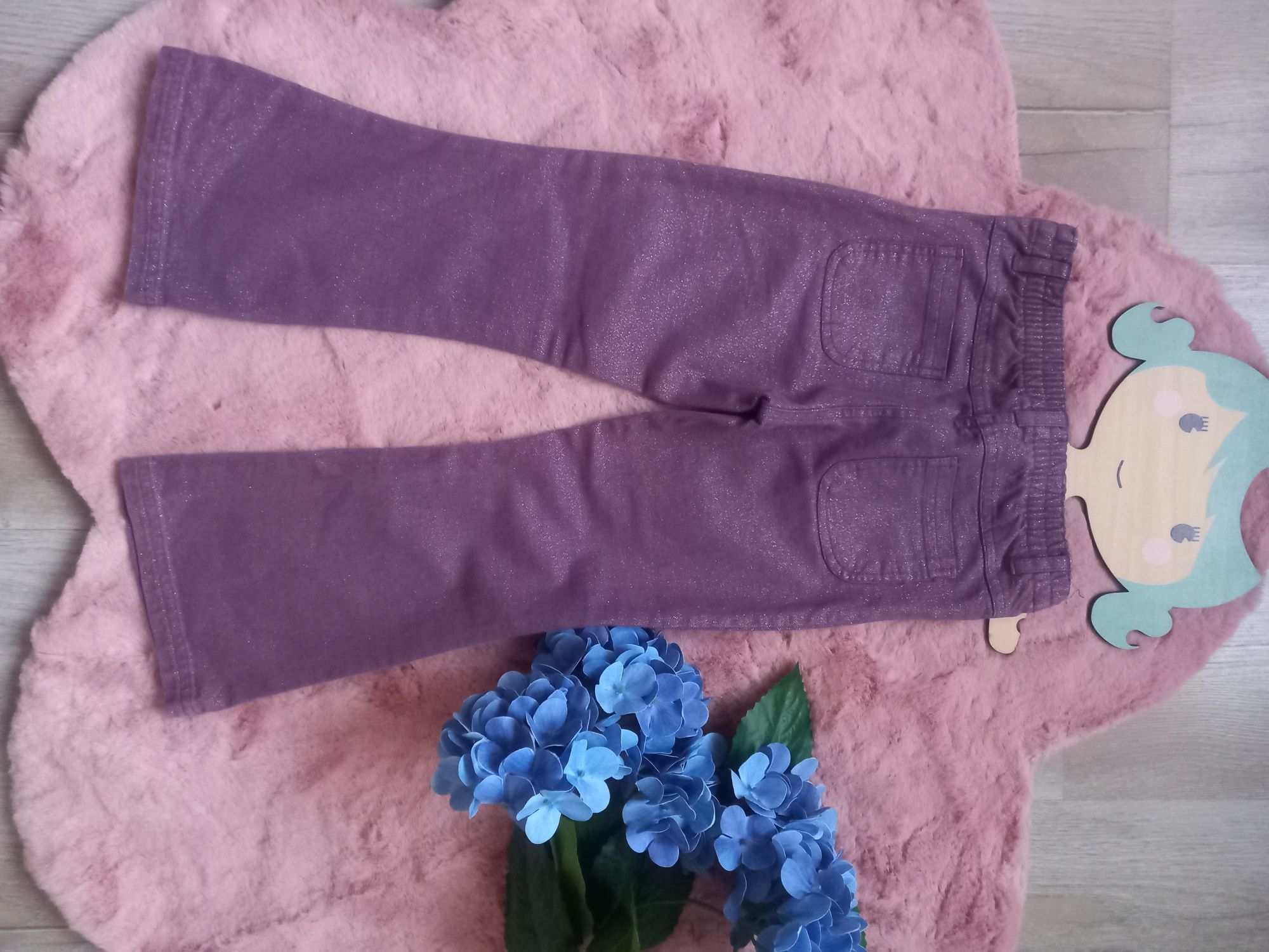 Spodnie dzwony fiolet srebrną nitką girl2girl 5-6 lat 116 cm