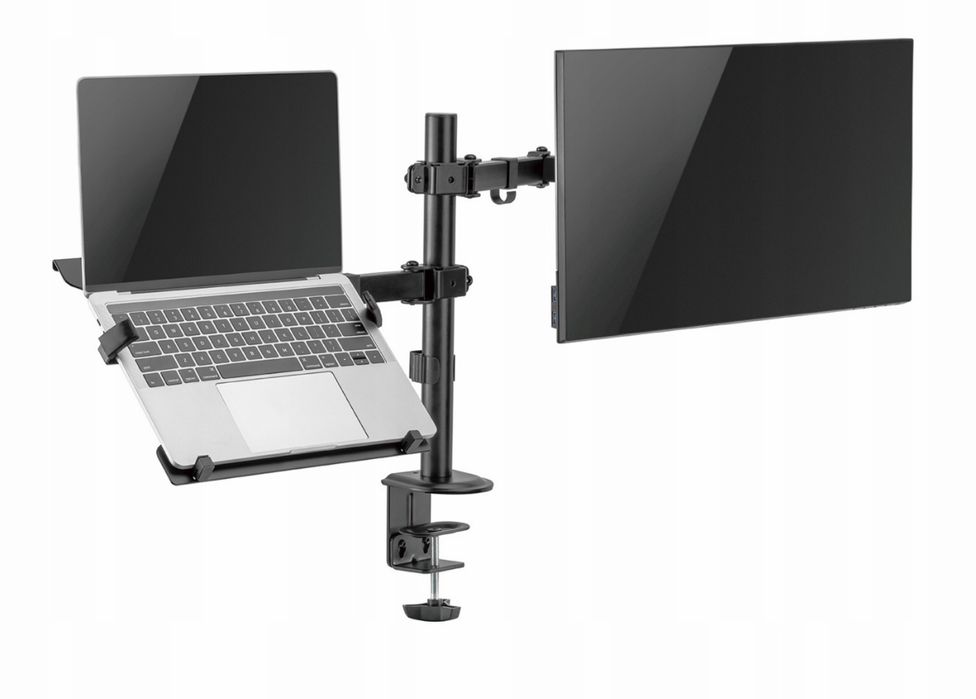 2w1 Uchwyt do monitora i laptopa Spacetronik biurkowy VESA podwójny