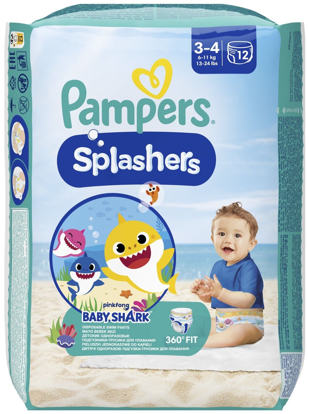 Pieluchomajtki PAMPERS Splashers Baby Shark (12 szt.) do wody