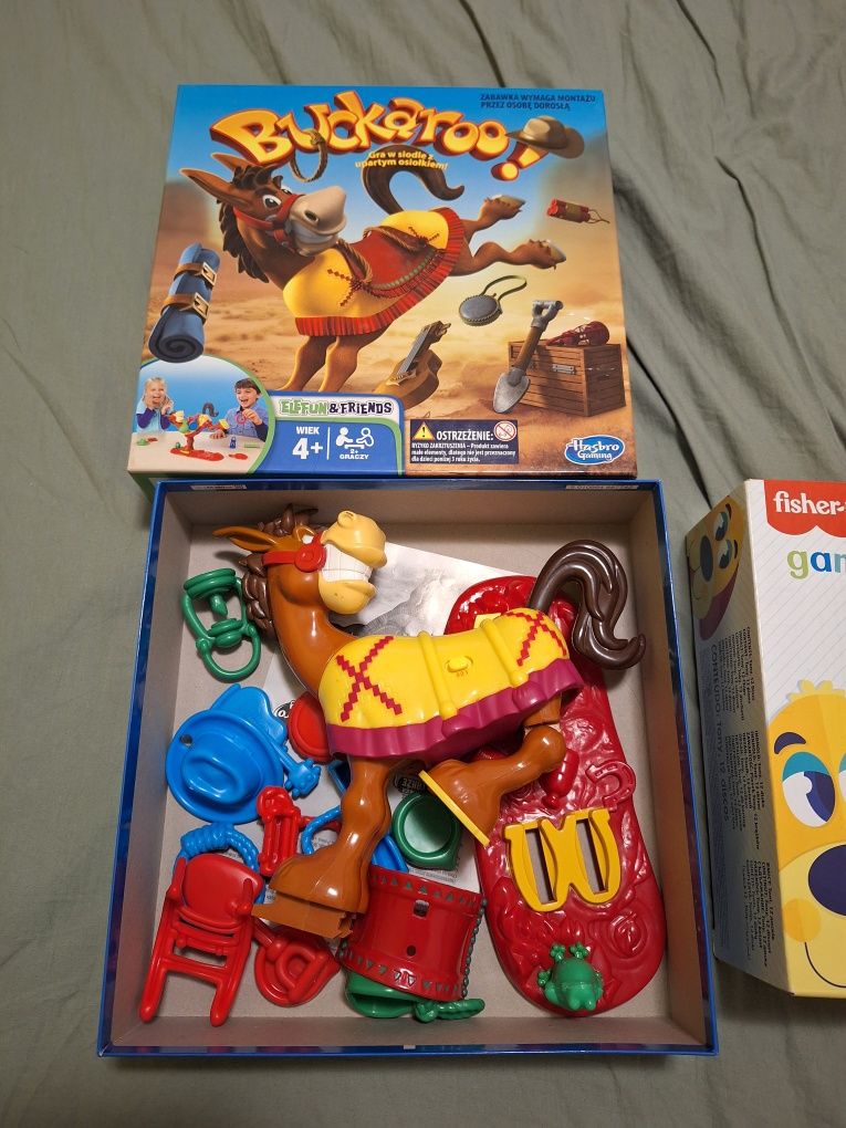 Gry zręcznościowe Buckaroo Osioł Hasbro i Tic Tac Tony pies FisherPric