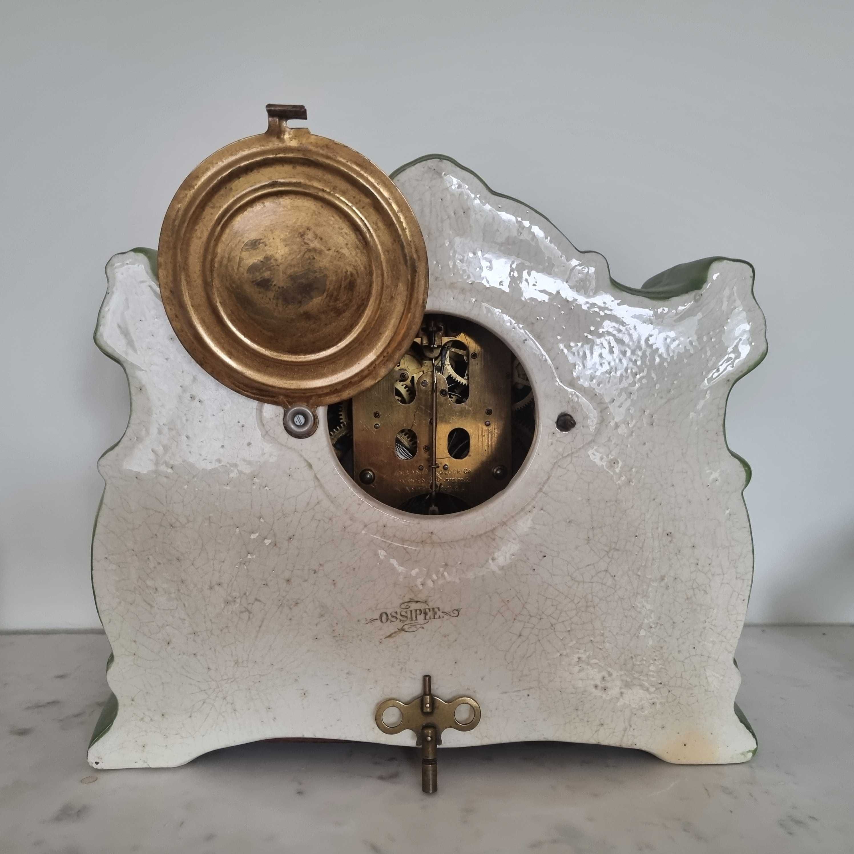 Zegar ceramiczny stojący z kurantem - XIX wiek, 100% oryginał.