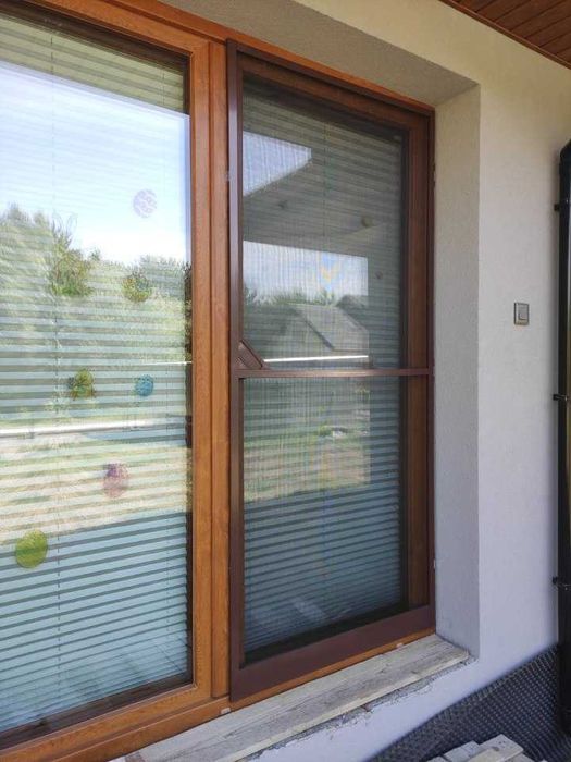 Moskitiera drzwiowa aluminiowa 100x215 brąz do własnego złożenia