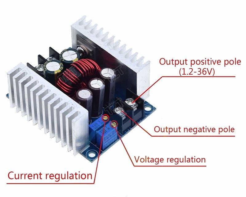 300W 20A Понижающий DC-DC преобразователь с регулировкой тока и напр.