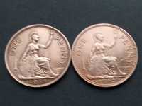 2 moedas de One Penny dos anos de 1938/1962 raras em estado de belas