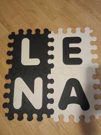 Puzzle piankowe litery mata z napisem imieniem LENA