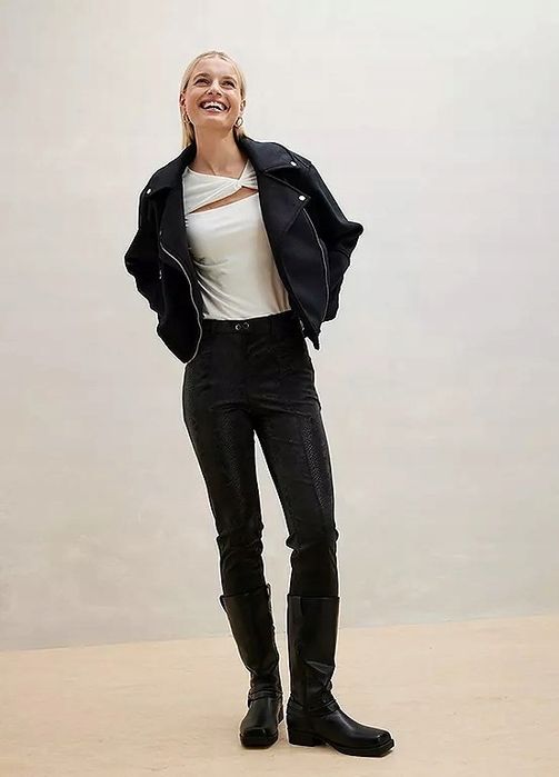 B.P.C kurtka czarna ramoneska w optyce wełny ^44