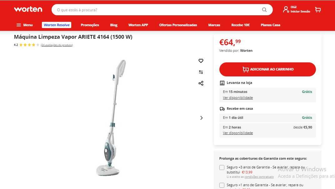 Máquina Limpeza Vapor ARIETE 4164