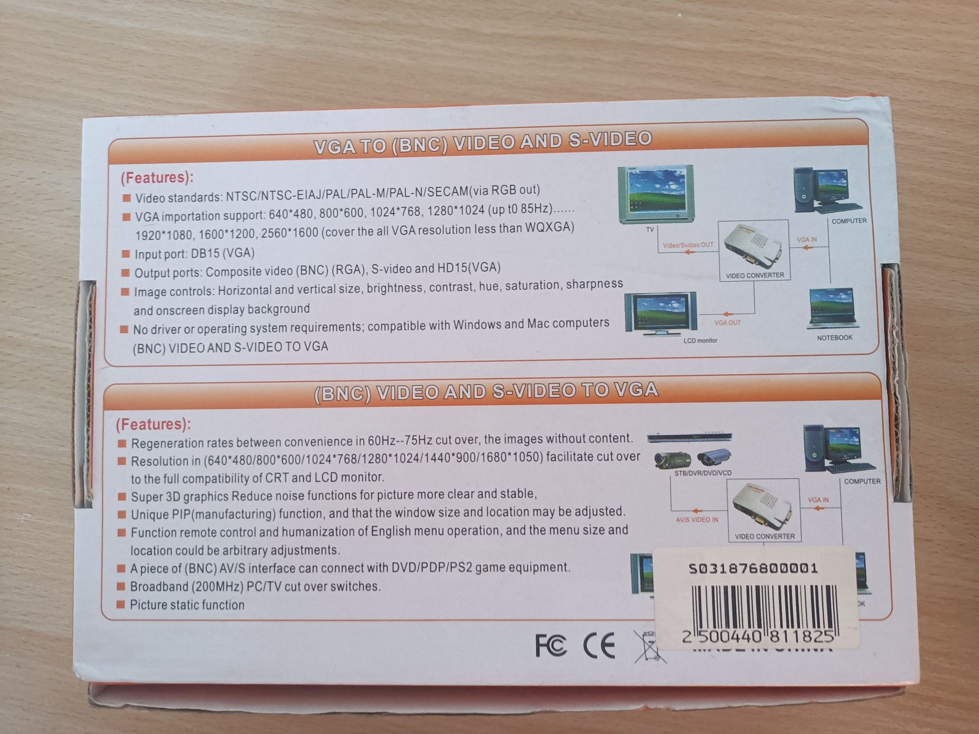 Konwerter Wideo VGA na AV RCA S-Video Monitor PC