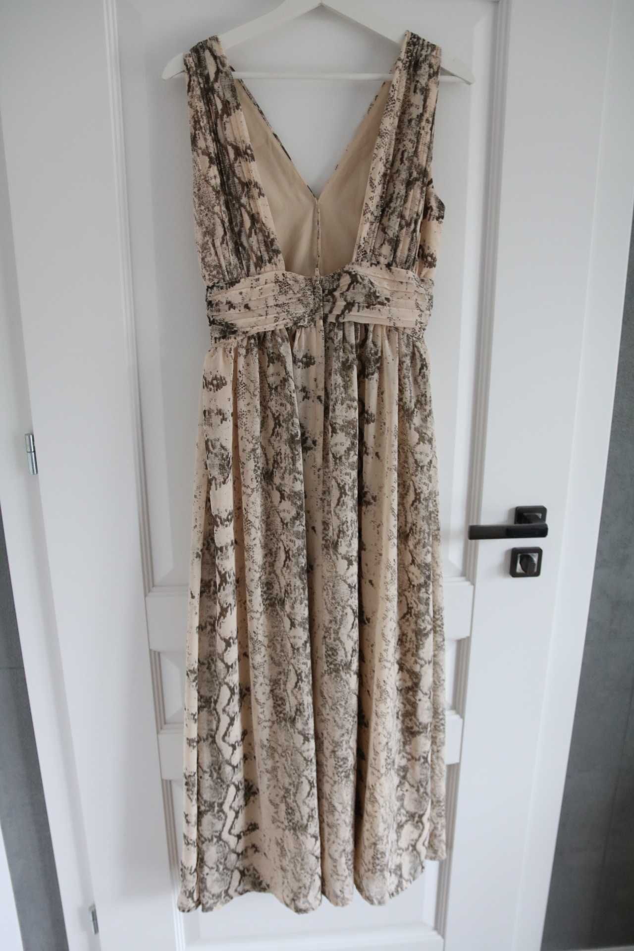 Sukienka długa maxi H&M wężowy wzór r. 36