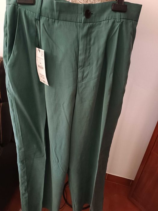 calça larga verde