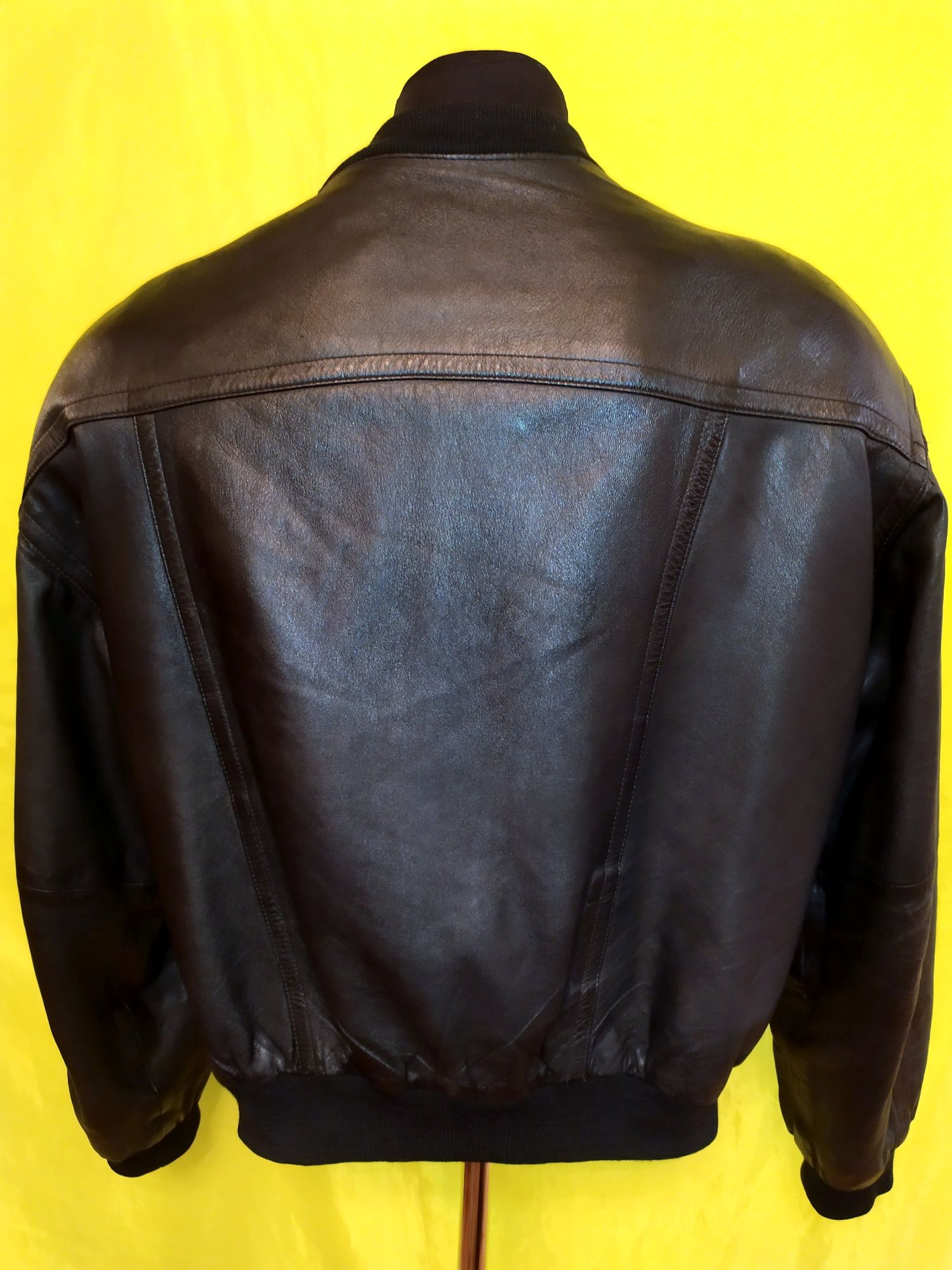 Бомбер, пилот кожаный, куртка демисезонная, р.2XL, 54-56-58