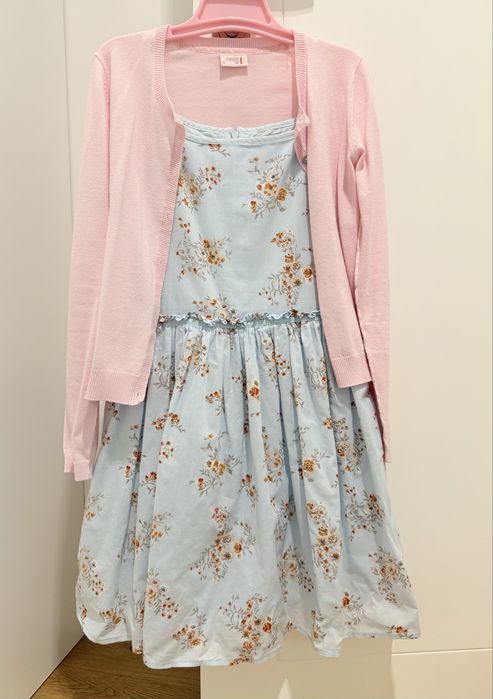 R.140 NEXT sukienka i sweterek stan idelany