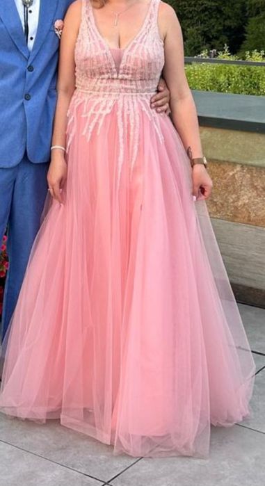 Sukienka bal studniówka slub cywilny pudrowy róż