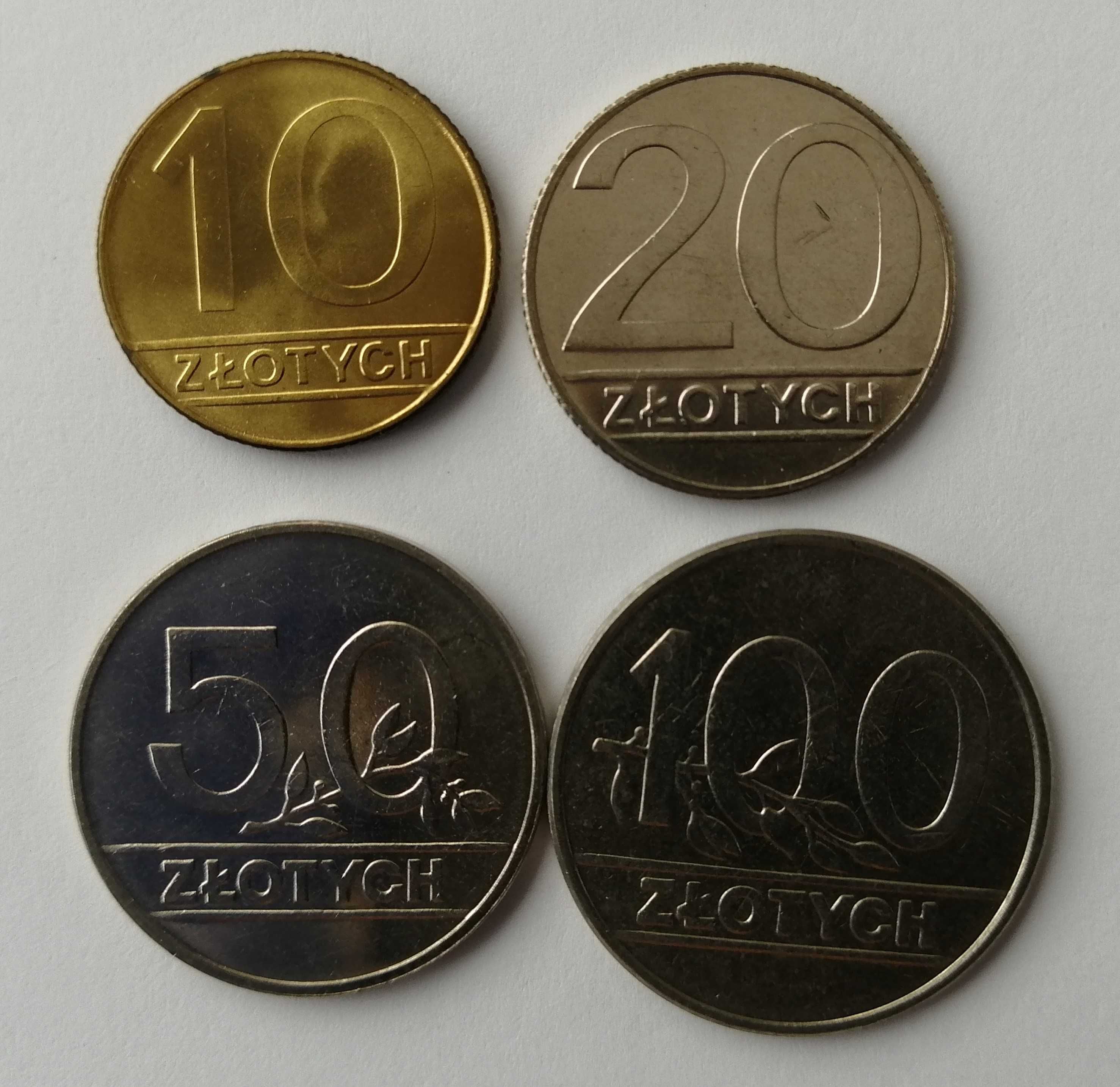 Monety  10 zł, 20 zł, 50 zł, 100 zł 1990 rok