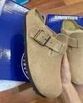 Męskie mokasyny Birkenstock Boston, chodaki w kolorze khaki i sandały
