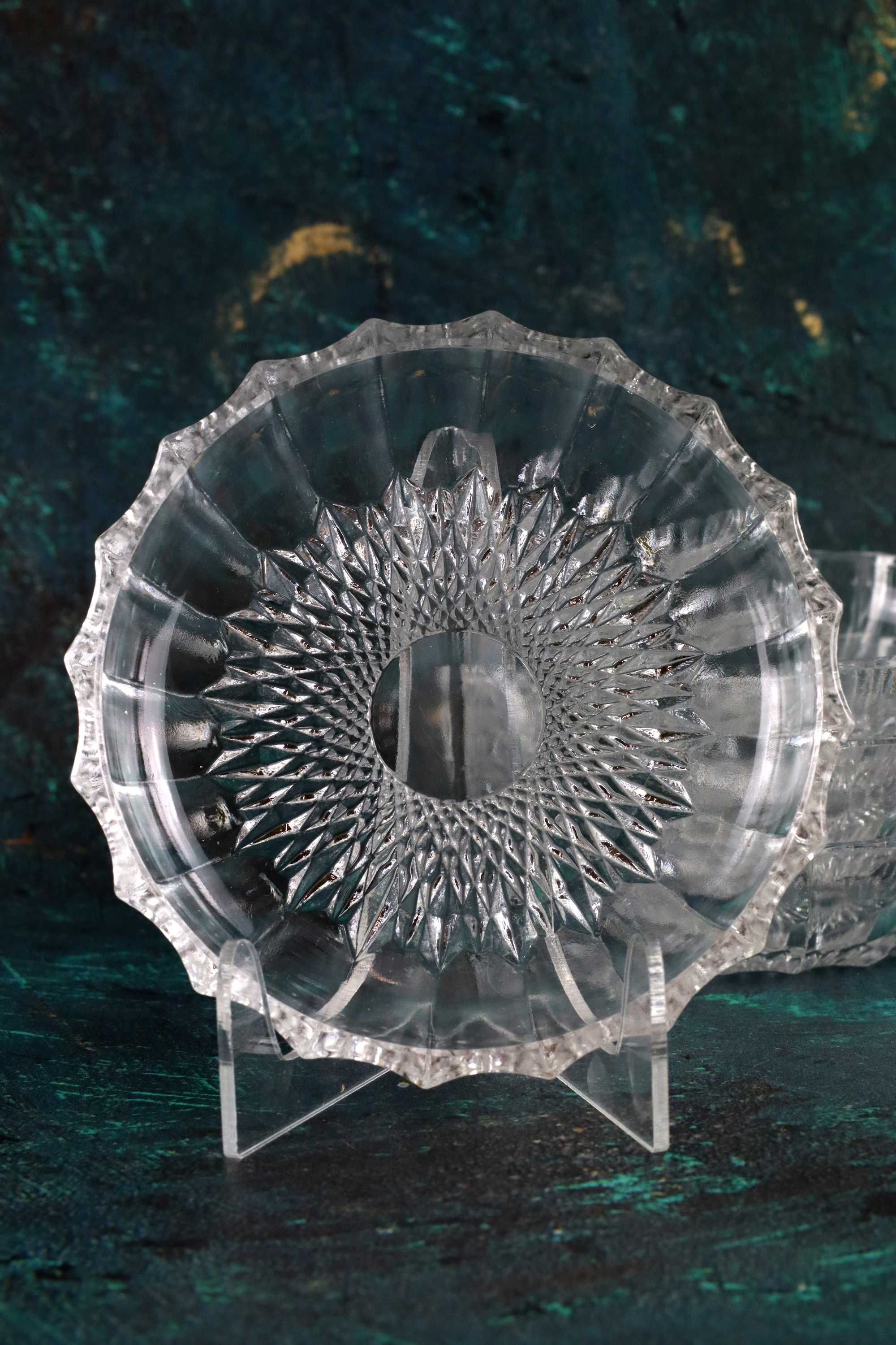 Zestaw kryształowych miseczek vintage szkło kryształ prl miseczki