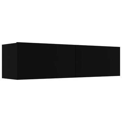 Szafka TV, czarna, 120x30x30 cm, materiał drewnopodobny