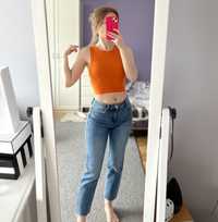 Dżinsy jeansy spodnie Bershka XS 34 straight cropped basic klasyczne