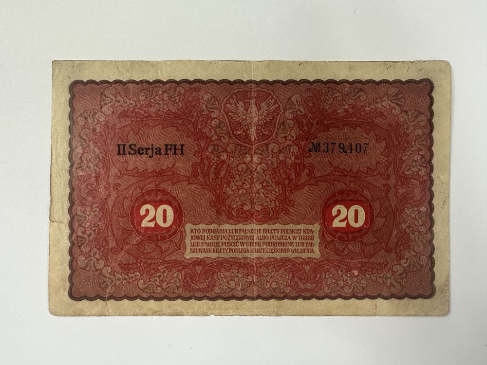 Banknot 20 marek polskich 1919 Ser. II FH