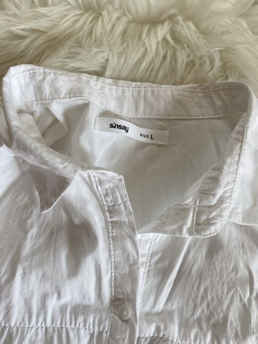 Koszula biała damska z długim rękawem sinsay L na guziki