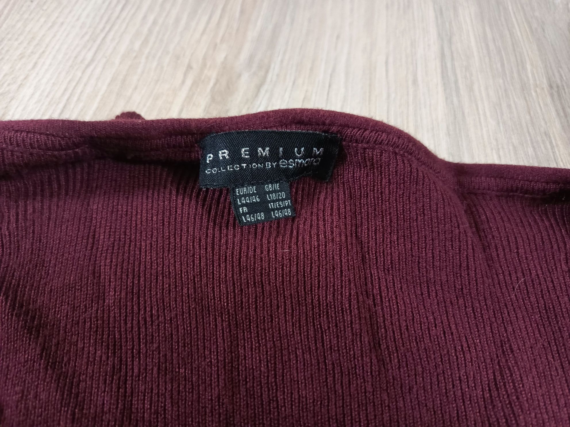 Sweter narzuta kardigan bordowy damski rozmiar 44 esmara